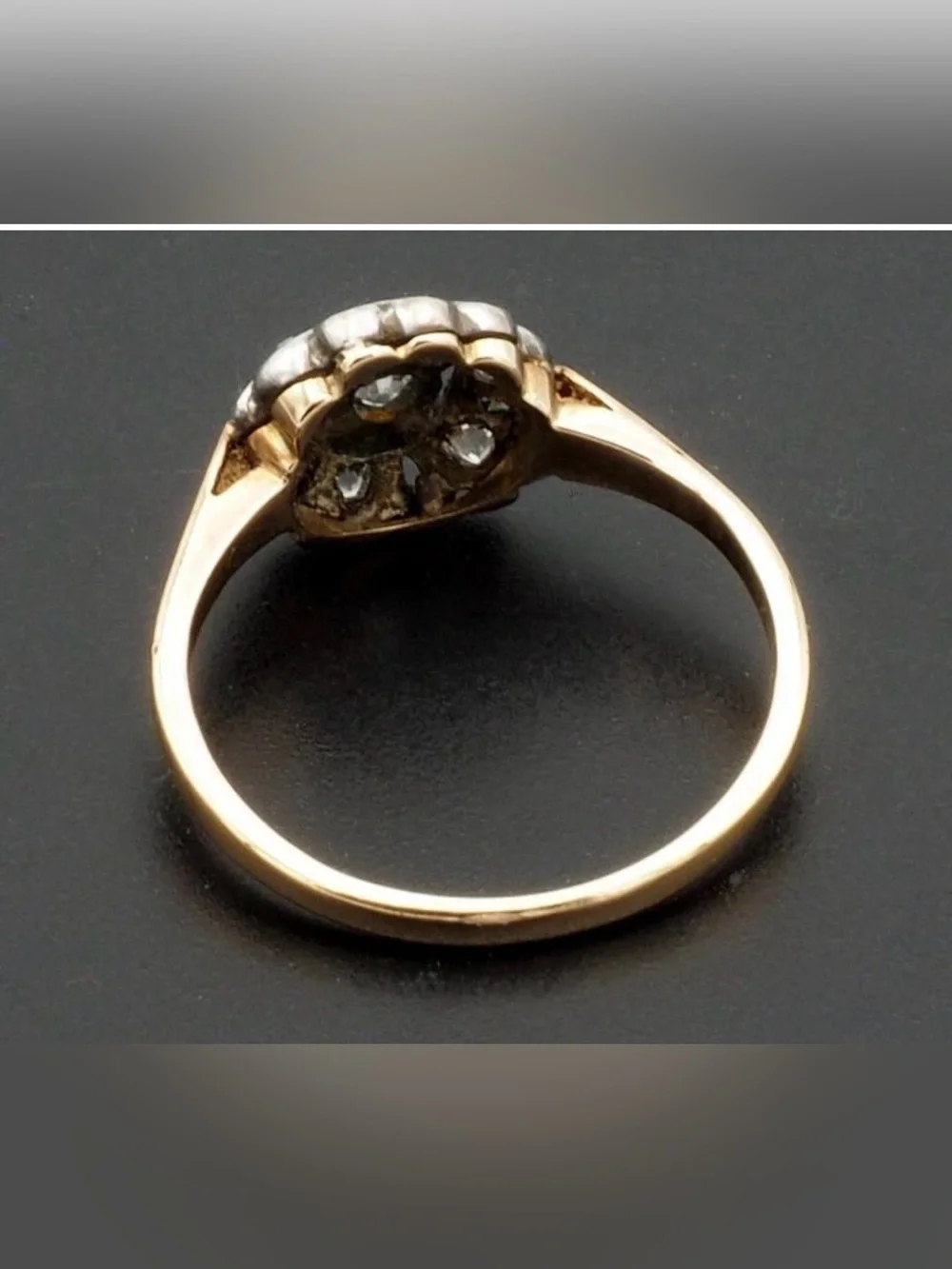 Rose 14K Gold Antique Floral Cluster Ring 8.25